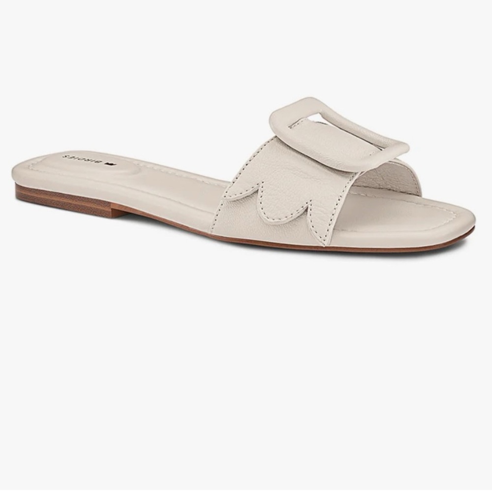 New In Box Birdies “The Kiwi”Women's Leather Sandals in Bone. Size 7.